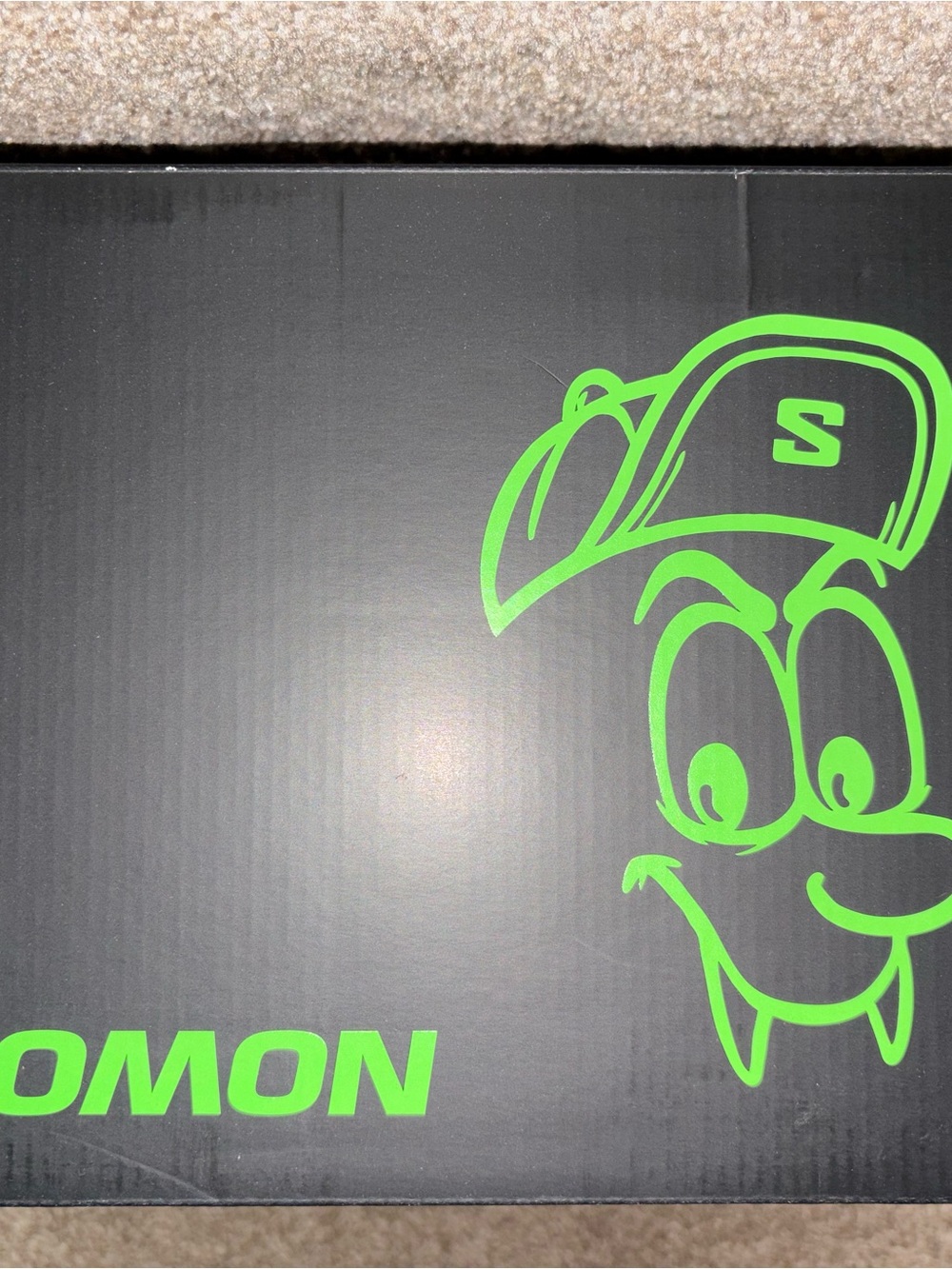 Salomon Black and Neon Green Logo Shoe Box